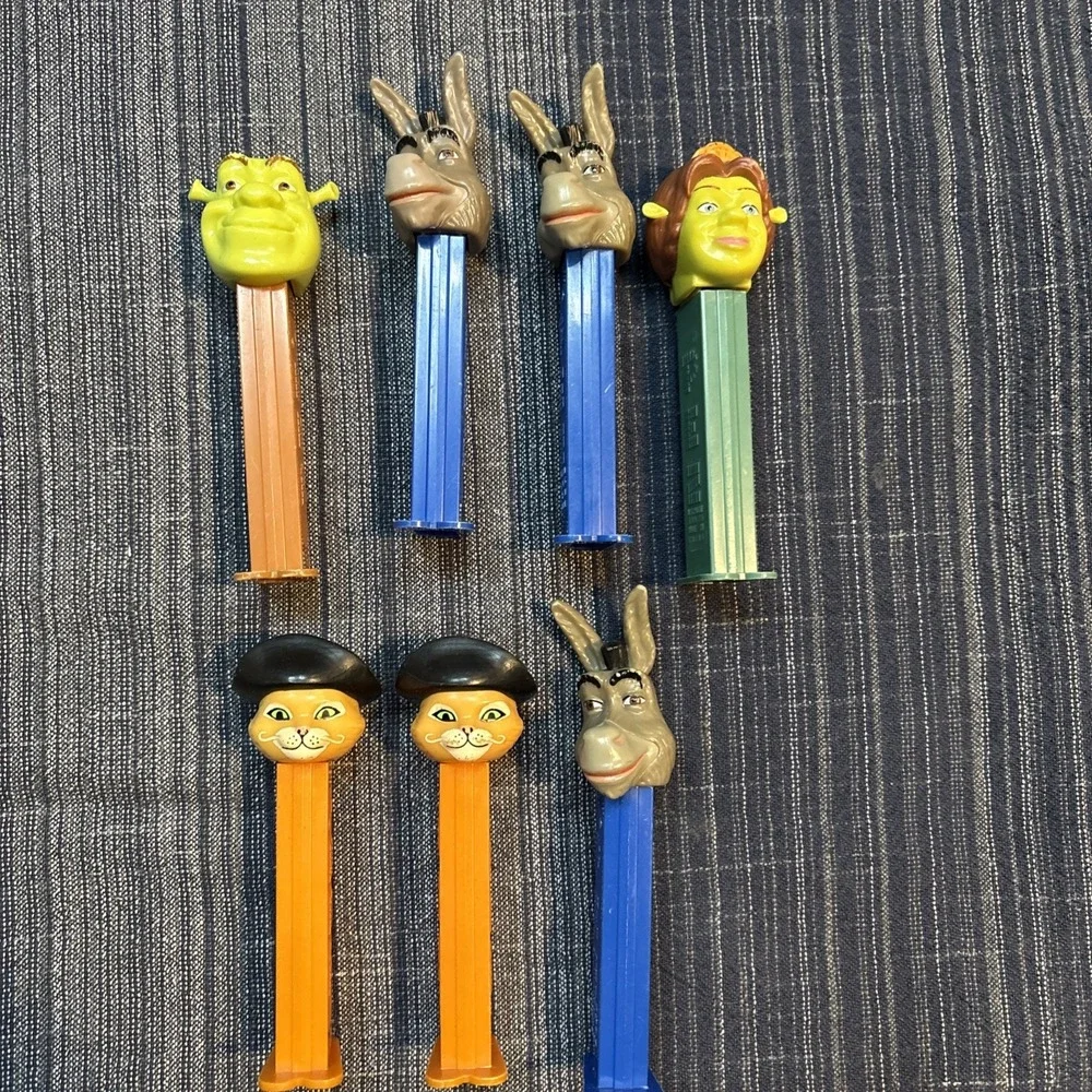 Disney Shrek PEZ Dispensers Lot of 7 Puss in Boots Princess Fiona Shrek Donkey